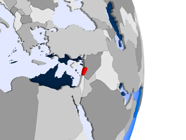 Liban Rouge Sur Modèle Globe Politique Avec Des Océans Transparents — Photo