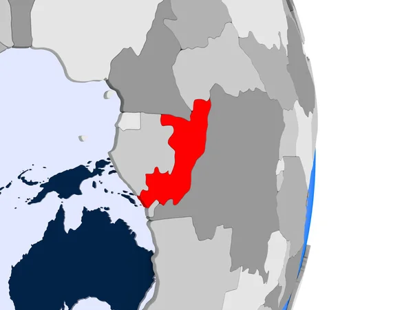 Kongo Kolorze Czerwonym Modelu Globus Polityczny Przezroczystym Oceanów Ilustracja — Zdjęcie stockowe
