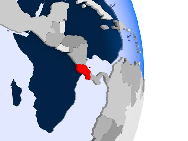 Коста Ріка Червоному Моделі Політичних Глобусом Допомогою Прозорих Океанів Ілюстрація — стокове фото