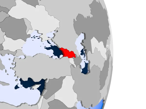 Грузія Червоному Моделі Політичних Глобусом Допомогою Прозорих Океанів Ілюстрація — стокове фото