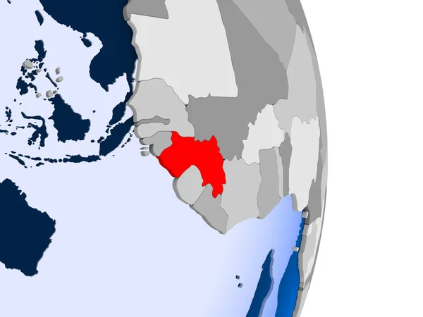 Гвінея Червоним Моделі Політичних Глобусом Допомогою Прозорих Океанів Ілюстрація — стокове фото