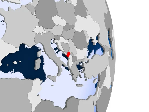 Montenegró Modell Politikai Földgömb Átlátható Óceánok Piros Illusztráció — Stock Fotó