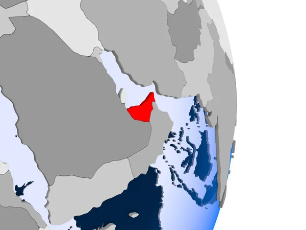 Zjednoczone Emiraty Arabskie Czerwono Modelu Globus Polityczny Przezroczystym Oceanów Ilustracja — Zdjęcie stockowe