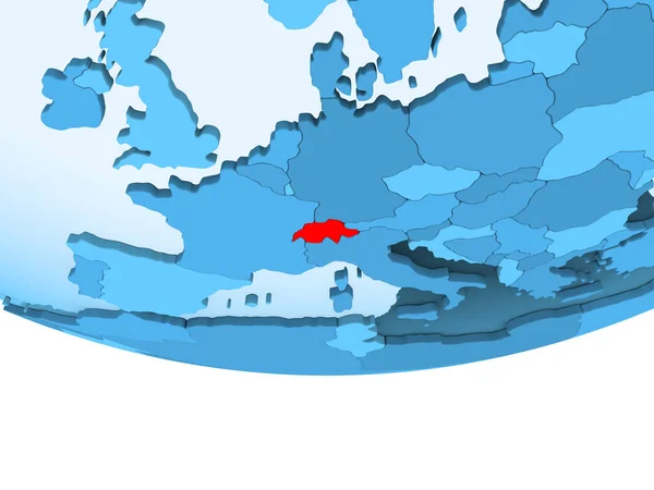 Ábrán Pirossal Kék Földgömb Átlátható Óceánok Svájc Illusztráció — Stock Fotó