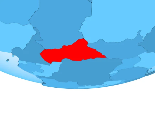 中部非洲的例证用红色在蓝色地球突出显示以透明的海洋 — 图库照片