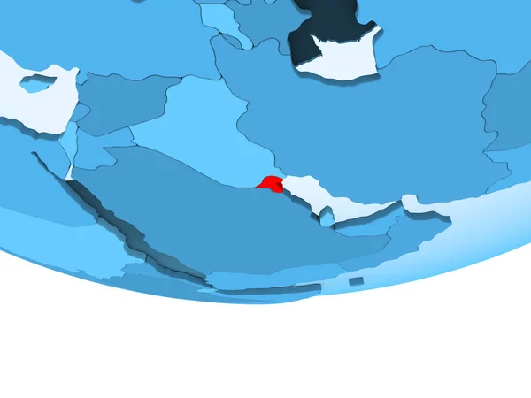 Illustrazione Del Kuwait Evidenziato Rosso Globo Blu Con Oceani Trasparenti — Foto Stock