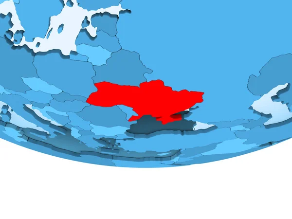 Ilustracja Ukrainy Podświetlone Czerwono Niebieski Kula Ziemska Przezroczystym Oceanów Ilustracja — Zdjęcie stockowe