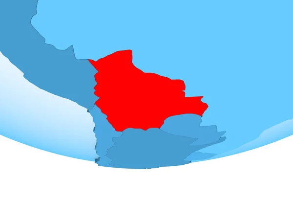 Ilustração Bolívia Destacada Vermelho Globo Azul Com Oceanos Transparentes Ilustração — Fotografia de Stock