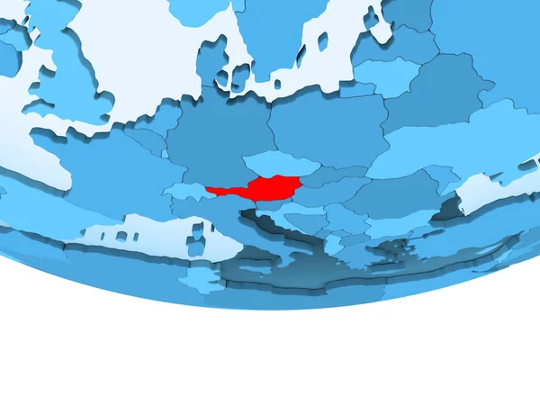 Ilustracja Austrii Podświetlone Czerwono Niebieski Kula Ziemska Przezroczystym Oceanów Ilustracja — Zdjęcie stockowe