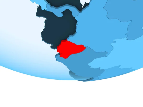 Ilustracja Ekwadoru Podświetlone Czerwono Niebieski Kula Ziemska Przezroczystym Oceanów Ilustracja — Zdjęcie stockowe