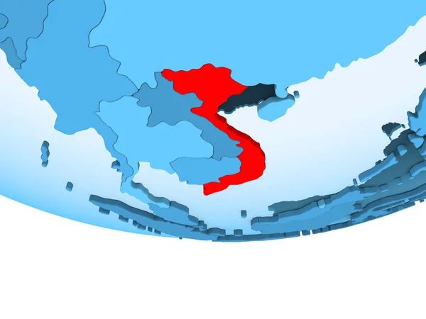 Illustration Vietnam Highlighted Red Blue Globe Transparent Oceans Illustration — Stock Photo, Image
