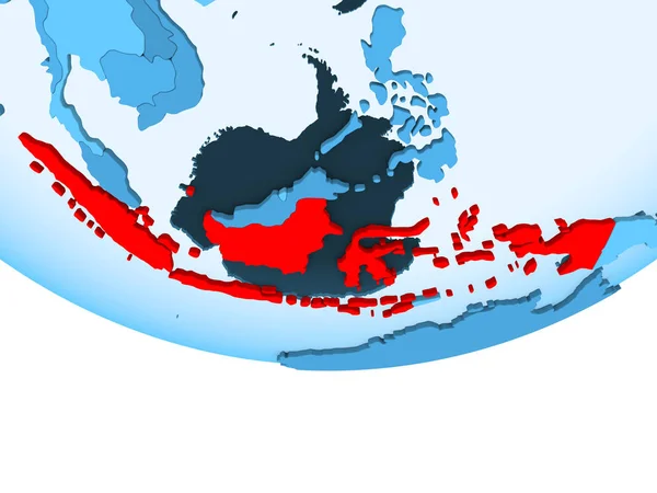 Kuva Indonesiasta Korostettu Punaisella Sinisellä Pallolla Läpinäkyvillä Valtamerillä Kuva — kuvapankkivalokuva