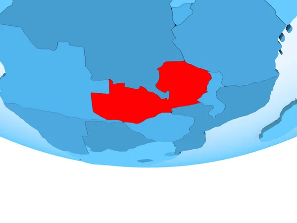 赞比亚的例证以红色在蓝色地球突出显示以透明的海洋 — 图库照片