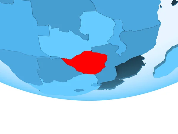 津巴布韦的例证用红色在蓝色地球突出了以透明的海洋 — 图库照片