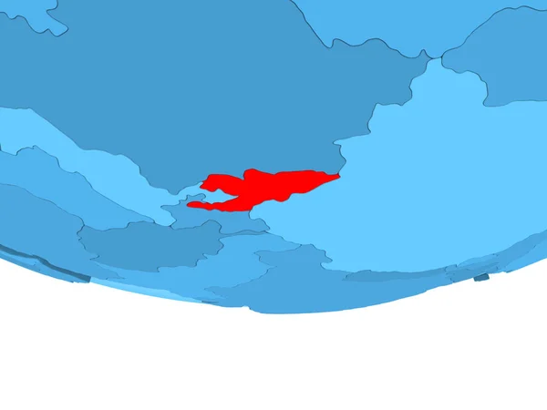 Illustration Kyrgyzstan Highlighted Red Blue Globe Transparent Oceans Illustration — Stock Photo, Image