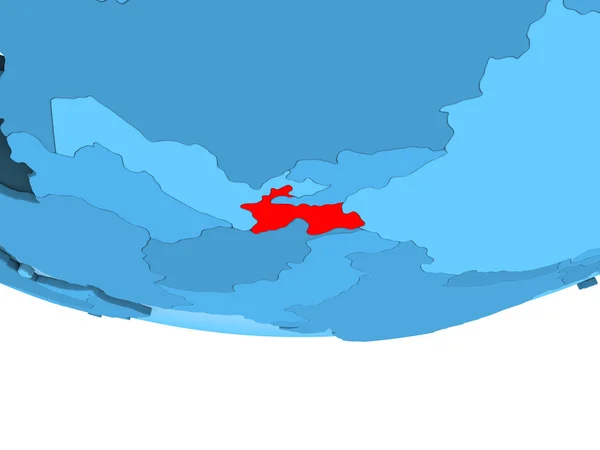 Иллюстрация Таджикистана Выделена Красным Голубом Шаре Прозрачными Океанами Иллюстрация — стоковое фото