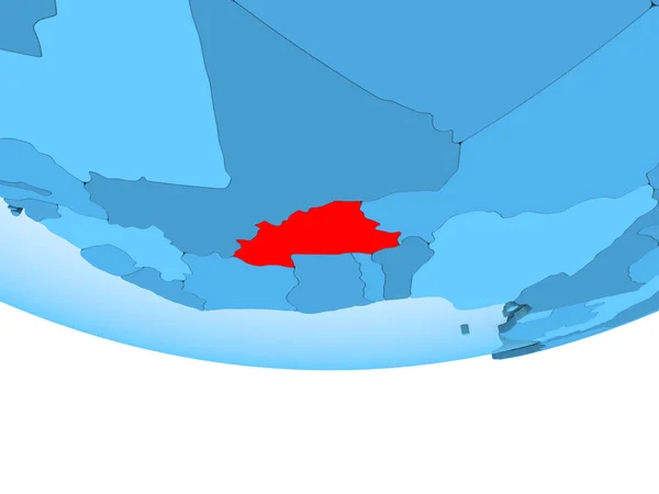 Burkina Faso Şeffaf Okyanuslar Ile Mavi Küre Kırmızı Vurgulanır Illustration — Stok fotoğraf