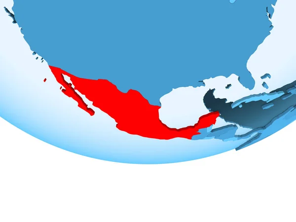 Ilustracja Meksyku Podświetlone Czerwono Niebieski Kula Ziemska Przezroczystym Oceanów Ilustracja — Zdjęcie stockowe