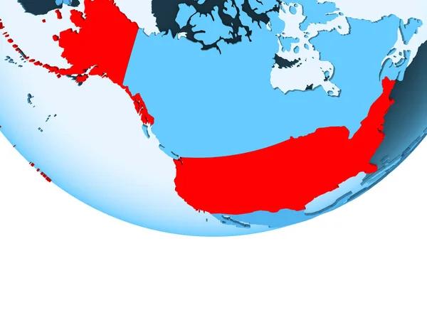 美国的例证用红色在蓝色地球突出了以透明的海洋 — 图库照片