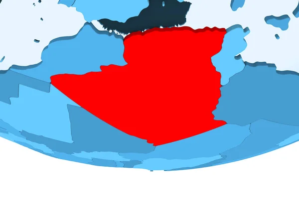Ilustración Argelia Resaltada Rojo Sobre Globo Azul Con Océanos Transparentes —  Fotos de Stock