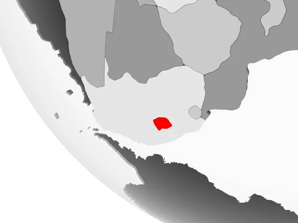 Лесото Красном Простом Сером Политическом Глобусе Видимыми Границами Страны Прозрачными — стоковое фото
