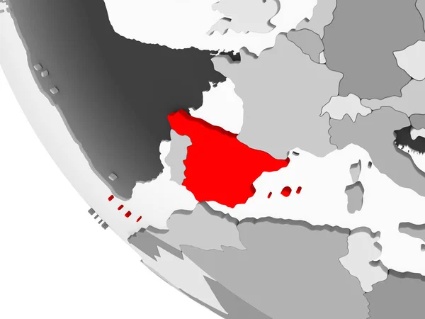 目に見える国境と透明な海単純な灰色政治世界の赤でスペイン イラストレーション — ストック写真