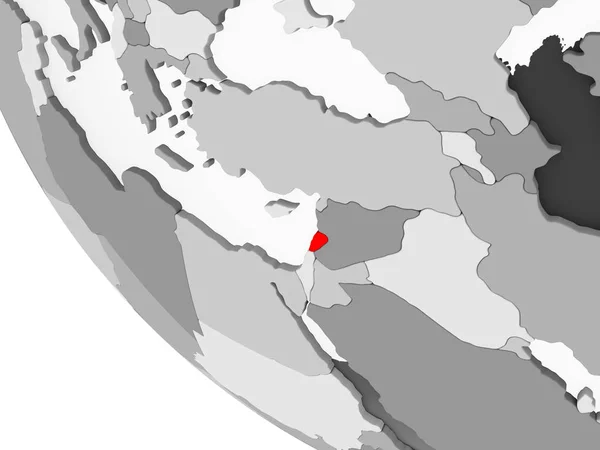 目に見える国境と透明な海単純な灰色政治世界の赤でレバノン イラストレーション — ストック写真