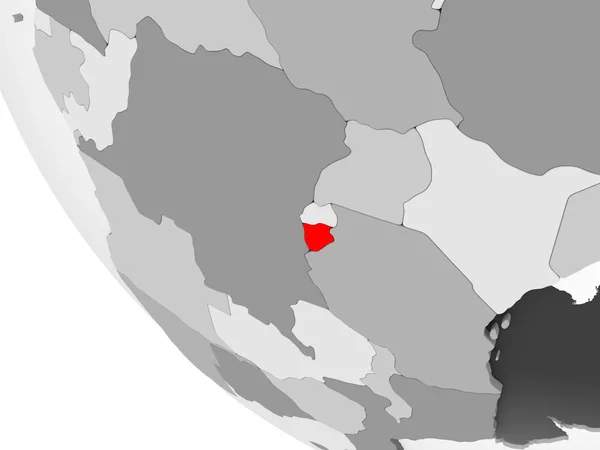 Бурунди Красном Простом Сером Политическом Глобусе Видимыми Границами Страны Прозрачными — стоковое фото