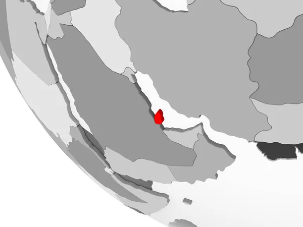 Qatar Rojo Sobre Simple Globo Político Gris Con Fronteras Nacionales — Foto de Stock