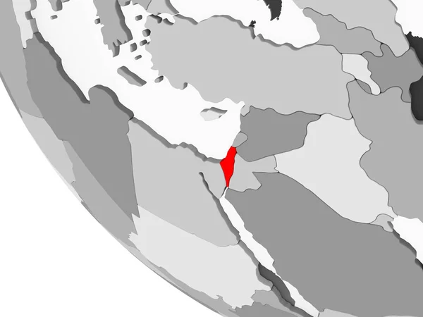 Israël Het Rood Eenvoudige Grijs Politieke Wereldbol Met Zichtbare Landsgrenzen — Stockfoto