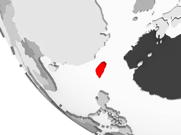 Tchaj Wan Červené Barvě Jednoduché Šedé Politické Globe Hranice Země — Stock fotografie