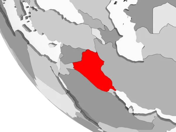 Irak Czerwono Prosty Szary Globus Polityczny Granic Kraju Widoczne Przejrzyste — Zdjęcie stockowe