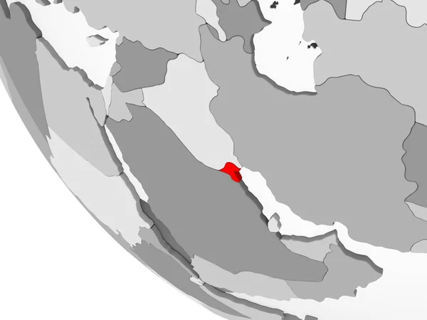 Кувейт Червоний Колір Простий Сірий Політичних Земної Кулі Видимими Кордони — стокове фото