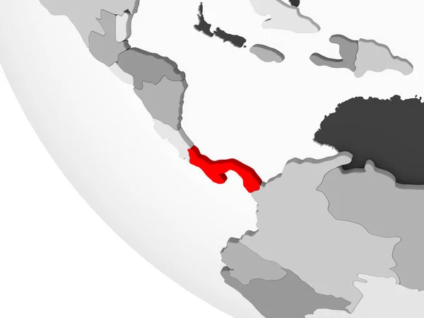Panama Czerwono Prosty Szary Globus Polityczny Granic Kraju Widoczne Przejrzyste — Zdjęcie stockowe