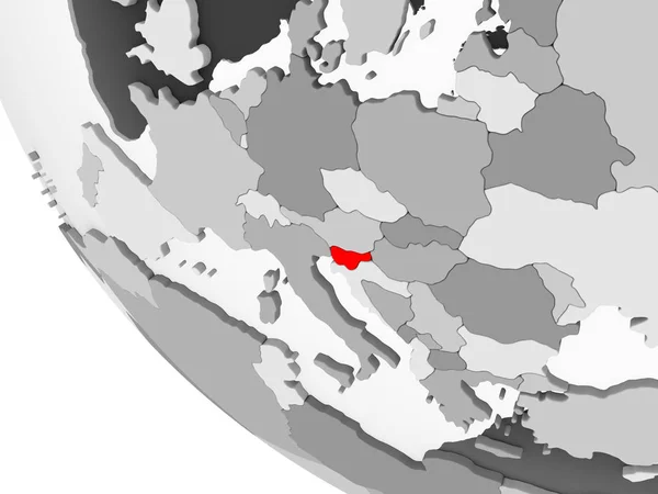 Szlovénia Egyszerű Szürke Politikai Földgömb Látható Országhatárok Átlátható Óceánok Piros — Stock Fotó