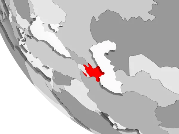 Азербайджан Красном Простом Сером Политическом Глобусе Видимыми Границами Страны Прозрачными — стоковое фото