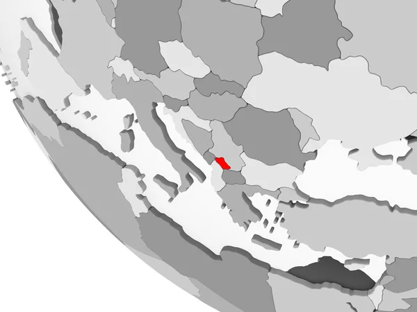 Kosovo Červené Barvě Jednoduché Šedé Politické Globe Hranice Země Viditelné — Stock fotografie