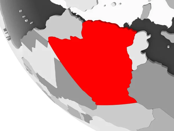 目に見える国境と透明な海単純な灰色政治世界の赤でアルジェリア イラストレーション — ストック写真