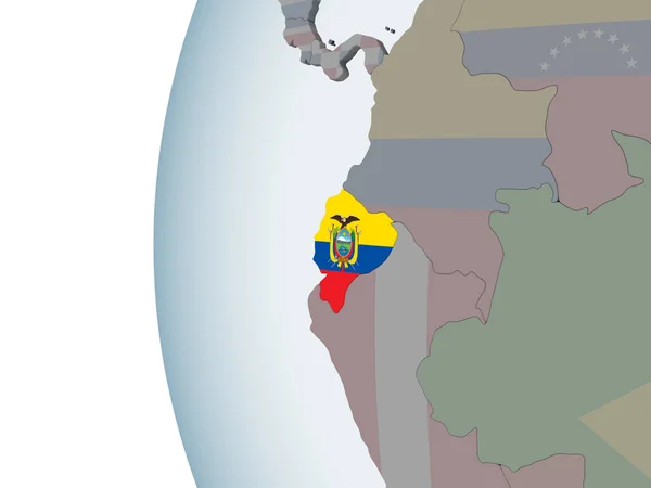 Ecuador Politieke Wereldbol Met Ingesloten Vlag Illustratie — Stockfoto