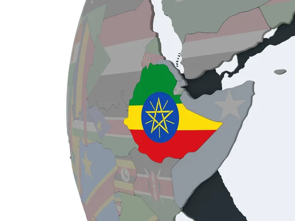 Ethiopia Political Globe Embedded Flag Illustration — Stock Photo, Image