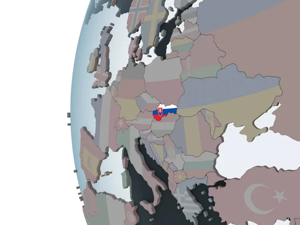 Словакия Политическом Глобусе Встроенным Флагом Иллюстрация — стоковое фото