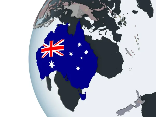 Australien Auf Politischem Globus Mit Eingebetteter Flagge Illustration — Stockfoto