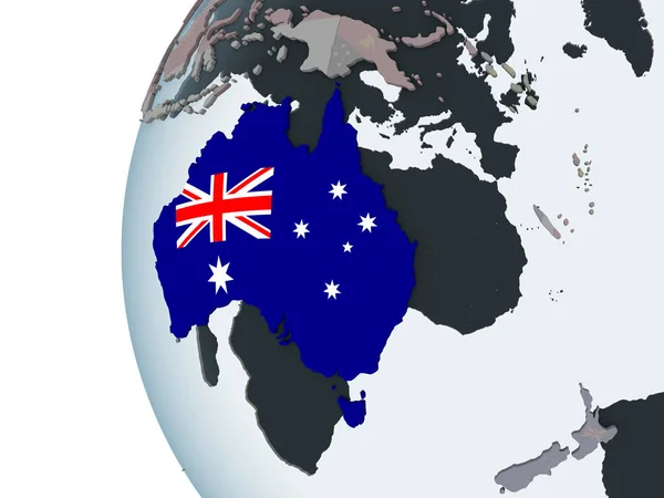 Australia Mundo Político Con Bandera Incrustada Ilustración —  Fotos de Stock