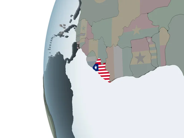 Liberia Auf Politischem Globus Mit Eingebetteter Flagge Illustration — Stockfoto