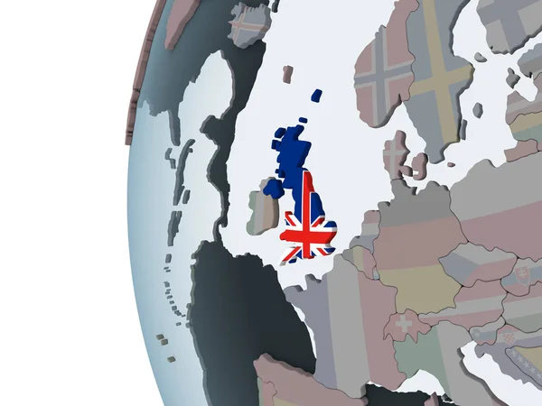 Великобритания Политическом Глобусе Встроенным Флагом Иллюстрация — стоковое фото
