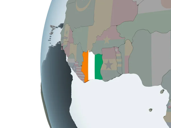 Pobřeží Slonoviny Politické Globe Vloženými Vlajky Obrázek — Stock fotografie