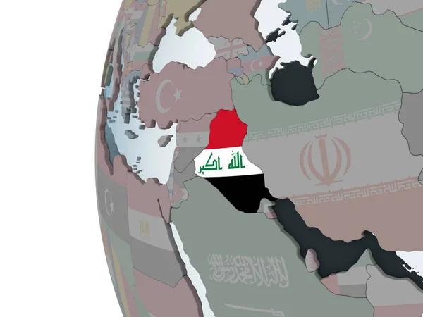 Iraq Sul Globo Politico Con Bandiera Incorporata Illustrazione — Foto Stock