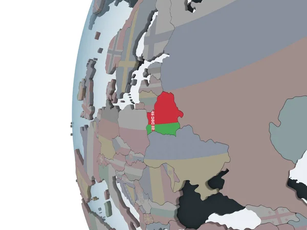 Vitryssland Politiska Jordglob Med Inbäddade Flagga Illustration — Stockfoto