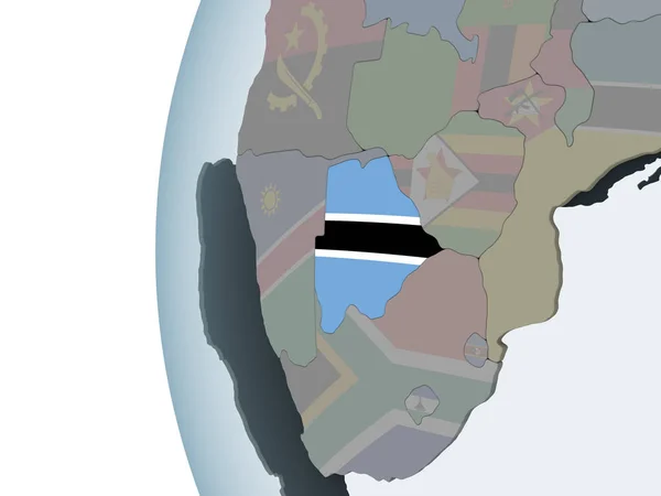 Botsvana Katıştırılmış Bayrak Ile Siyasi Dünya Üzerinde Çizim — Stok fotoğraf
