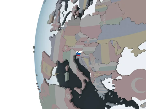 Словенія Політичні Глобусом Допомогою Вбудованих Прапор Ілюстрація — стокове фото